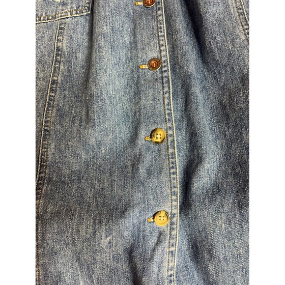 VTG Disney Denim Pooh Jumper Dress Sz L Embroidered Tigger Light Wash Cottage - Picture 10 of 12